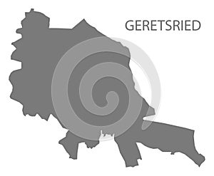 Geretsried German city map grey illustration silhouette shape