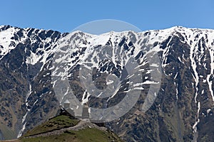Gergeti Church. Mountains. Stepantsminda. Georgia.