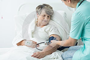 Geriatric ward patient with hypertension photo
