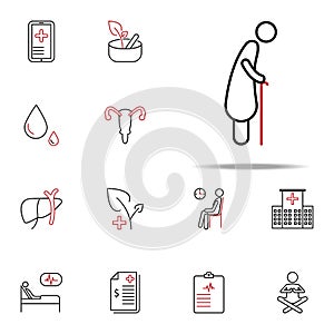 Geriatrics colored line icon. Medical icons universal set for web and mobile