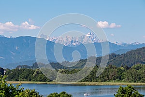 Gerlitzen - Lake Ossiach with panoramic view of untamed Julian Alps and Karawanks seen from Annenheim, Carinthia