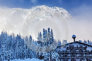 German Alpine Building Snow Mountain Snoqualme Pass Washington