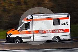 German ambulance speeding on a highway