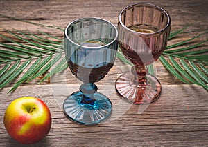 German apple schnapps in shot glasses