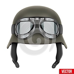 German Army helmet with protective goggles