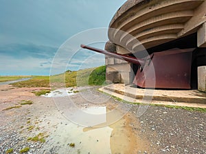 German artillery battery in Longues-sur-Mer, Normandy, France