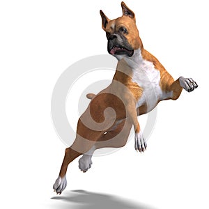 German Boxer Dog. 3D rendering with clipping path