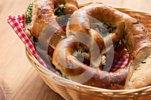 German Brezel pretzel with chives and butter