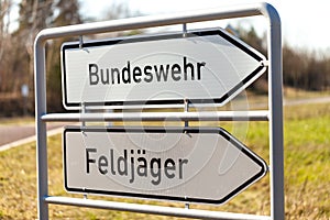 German Bundeswehr and Feldjaeger sign near a barrack photo