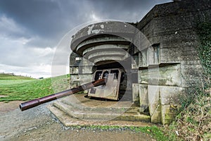 German bunkers and artillery in Normandy,France