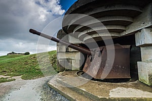 German bunkers and artillery in Normandy,France