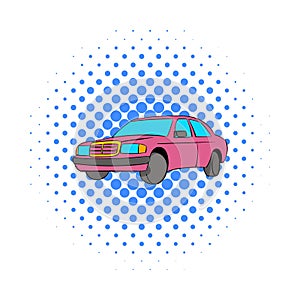 German car icon, comics style