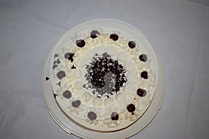 German cherry cream cake, SchwarzwÃ¤lder Kirsch, complete cake