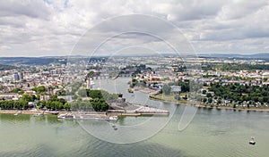 The German Corner (Deutsches Eck) monument in Koblenz, Germany