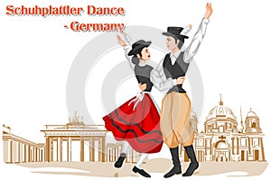 German Couple performing Schuhplattler dance of Germany