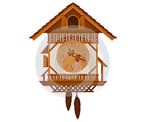 German Cuckoo Clock as Pendulum Clock Vector Illustration