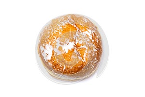 German donut with sugar powder isolated on white background
