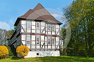 German fachwerk house in a garden