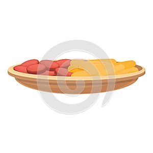 German fast food icon cartoon vector. Sausage brat