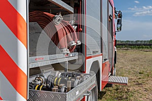 German firefighter truck in action