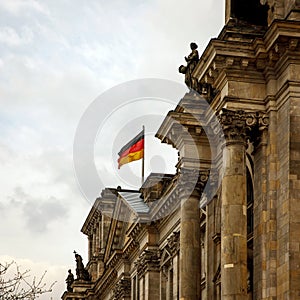 German flag on a government office