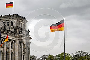 German flag on a government office