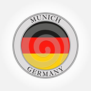German flag round icon or button. Germany and Munich circle badge. Vector illustration