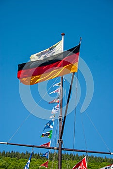 German flag at skipper`s mast