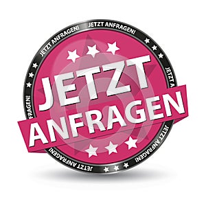 German Glossy Button Inquire Now - Vector Illustration - Isolated On White Background photo