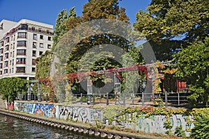 German graffity at the Spree River , Berlin, Germany photo