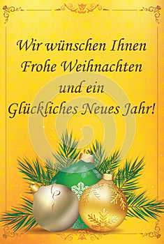 German greeting card with classic design - Merry Christmas and Happy New Year