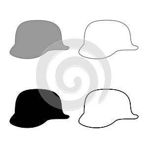 German helmet of World War two 2 stahlhelm ww2 set icon grey black color vector illustration image solid fill outline contour