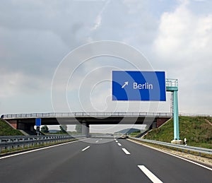 German Highway and direction sign to Berlin