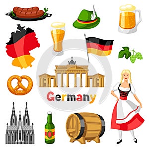 German icons set. Germany national traditional symbols.