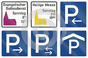 German information road sign - Protestant service on sunday