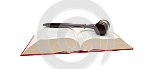 German law book Deutsche gesetzte with Gavel isolated on white