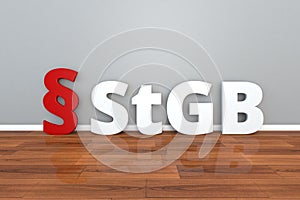 German Law StGB abbreviation for criminal code 3d illustration Strafgesetzbuch