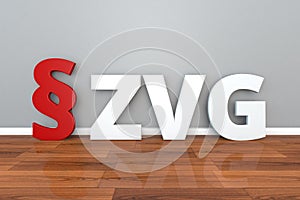 German Law ZVG abbreviation for Law on foreclosure and receivership 3d illustration