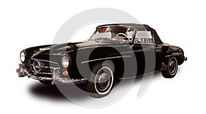 German luxury retro car. White background.