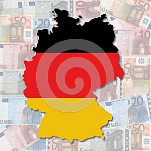 German map flag on euros