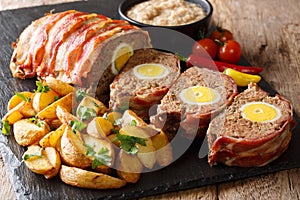 German meatloaf Falscher Hase or Hackbraten is a traditional p