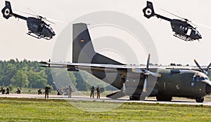 German military Airbus H145M helicopters and special forces