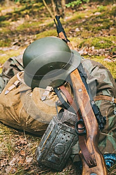 German military ammunition of World War II on ground.