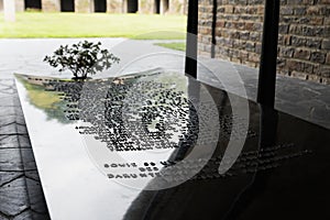 German military cemetery entrance - Mont-de-Huisnes in Normandy, France