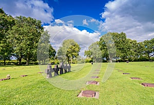 German Military Cemetery and Memorial at La Cambe, Normandy, France. Over 11.000 German fallen soldiers of World War 2 are buried