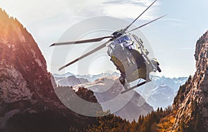 German military helicopter in flight