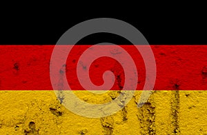 German National Flag On Grunge Wall Background