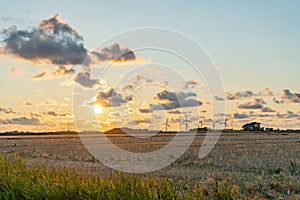 German North Friesland landscape at sunset