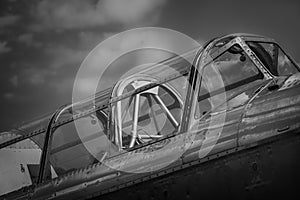 German old airplane cockpit side view