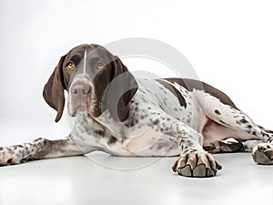 German Pointer Lounging on Studio Floor